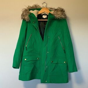 Crewcuts Green Fur-Trimmed Women's Parka jacket